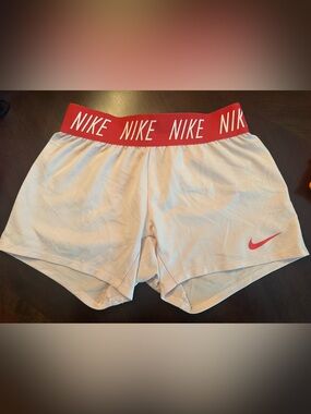 Nike White Shorts with Red Logo Waistband